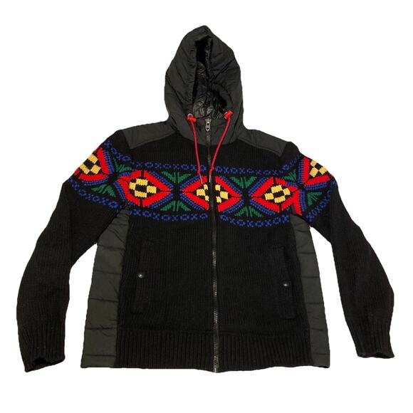 Polo Ralph Lauren Sweater Hooded Fair Isle Nordic Ski Jacket Wool Holiday Sz M - Picture 3 of 14